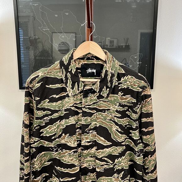 Stussy - Tiger Camo Seersucker Mac (#115347)  - Black, Green - Picture 4 of 7